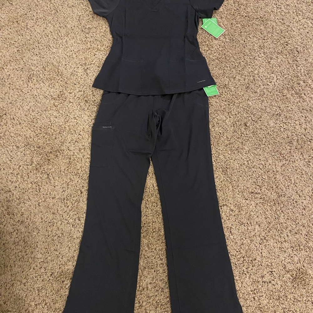 Healing Hands steely gray Scrub Set
